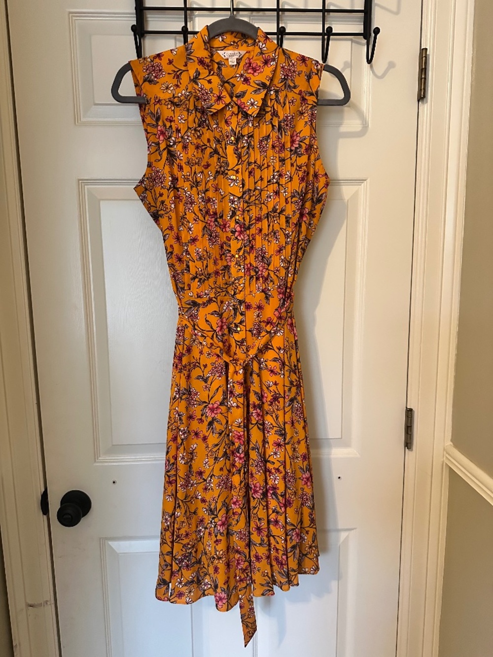 Nanette Lepore Mustard Yellow Floral Sleeveless Dress